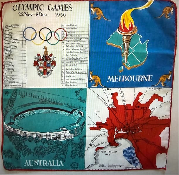 Lot - A Vintage 1956 Melbourne Olympics Games Souvenir Towel