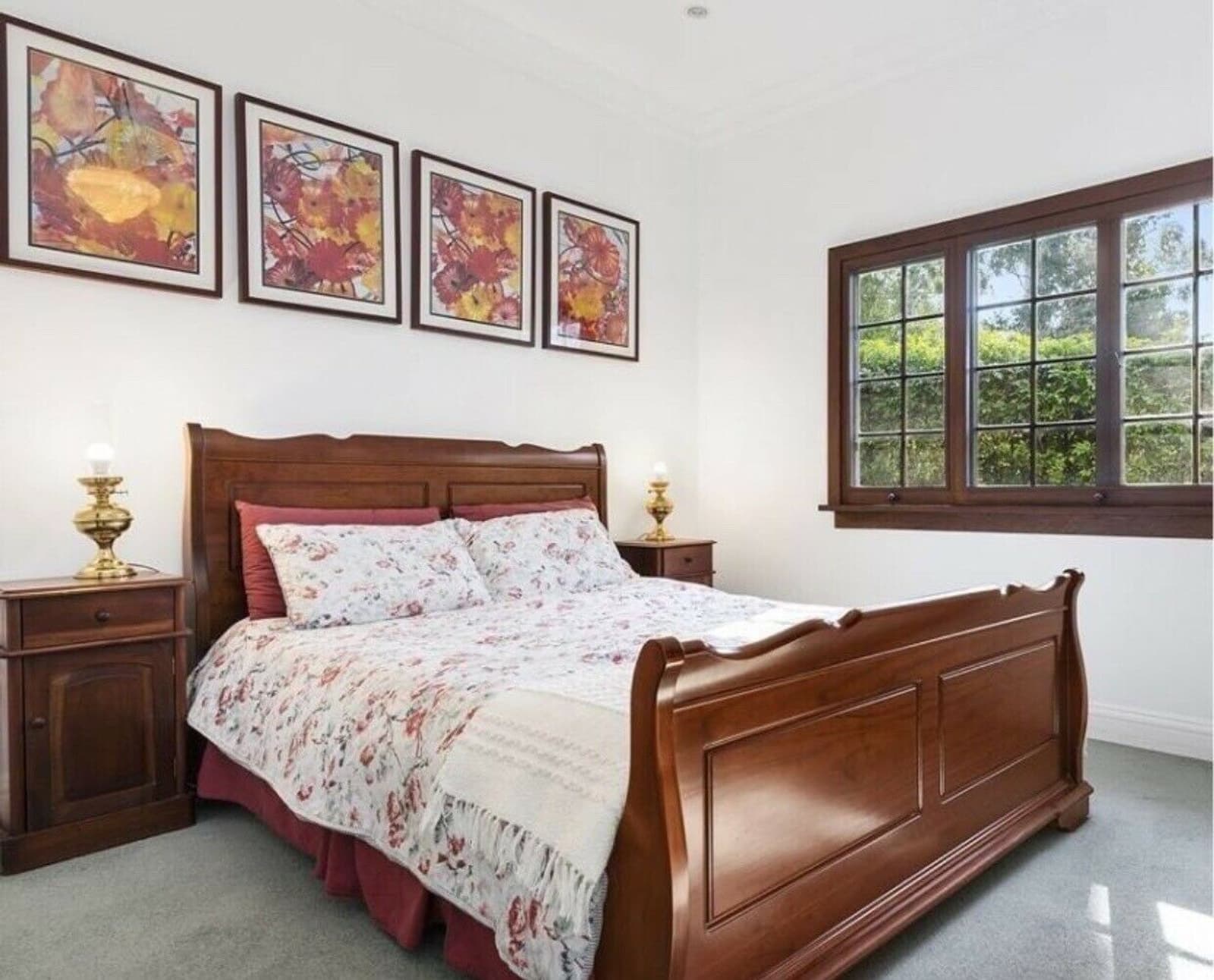 Good condition rustic style solid wood big bedside table with 3 drawer ...