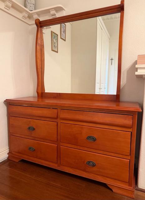 Wooden DRESSING TABLE with Large Mirror & 6 Drawers – $250 - Dressers ...