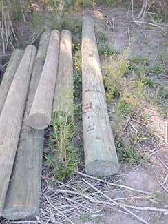 H5 Round Posts TREATED PINE POSTS - JETTY POSTS - 250mm-300mm rounds H5 treated ...
