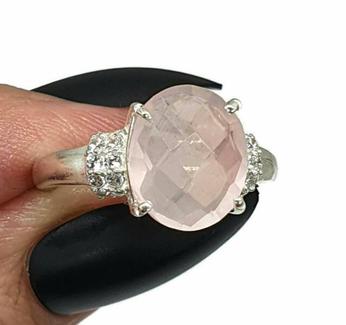 Rose Quartz ring, 2 sizes, sterling silver, oval shape, 5 carats