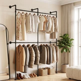 U Line Pipe Rack Artiss Industrial Pipe Wall Mounted Clothing Rack 206cm - Cabinets in ...