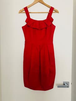 strapless open back dress Second-Hand Cue Ruby Red Neck Tie Mini Dress Size 8 – SwapUp