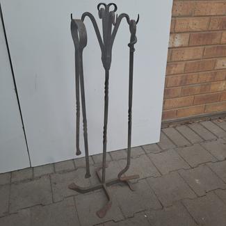 Vintage Rustic Metal Works Forge Blacksmith Stand Rack w/ Fire Tools ...