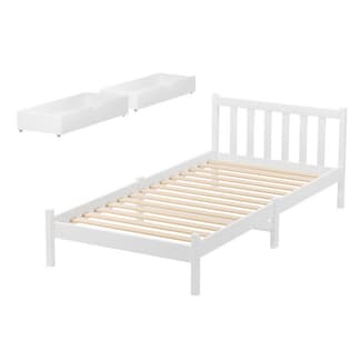 Artiss Bed Frame Single Size Wooden Platform with 2 Storage Drawers ...