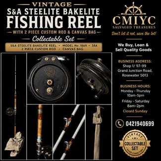 antique fishing rods and reels for sale 1940's wood rod with Pfluger Sal-Trout Reel  Southern Adirondack ReStore Vintage Fishing Gear Used Fishing