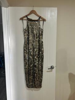 green emerald velvet dress Tessia Dress, Gold Beam Sequin main image 1