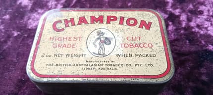 champion tobacco tin ruby Roycroft Auctions :: Collectable Tobacco and Cigarette Tins 2 Empty Vintage Champion Australia 2