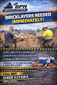 Advertising Bricklayer Sign Experienced Bricklayers for Immediate Start | Building Trades | Gumtree ...