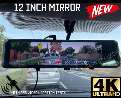 12 Inch Screen Rear New 4K 1080P 12 Inch Mirror Full Touch Screen Rearview Parking Camera ...