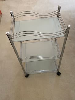 THREE-TIER CHROME & FROSTED GLASS AUXILIARY TROLLY - Other Furniture in ...